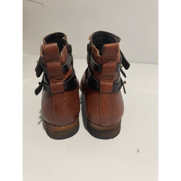 Franco Sarto Womens Brown Ankle Boots With Black Strap & Gold Zipper Size 6M - Picture 14 of 16